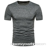 AMOFINY Men's Tops Summer Casual Solid Round Neck Pullover T-Shirt Top Blouse Gray B07P98X414